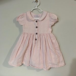 SweetHoney Pink Dress with Collar, Gathered Skirt and Front Buttons, Size 6